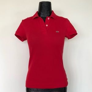 Lacoste Red Size 36 F4811 Slim Fit Cotton Piqué Polo Top